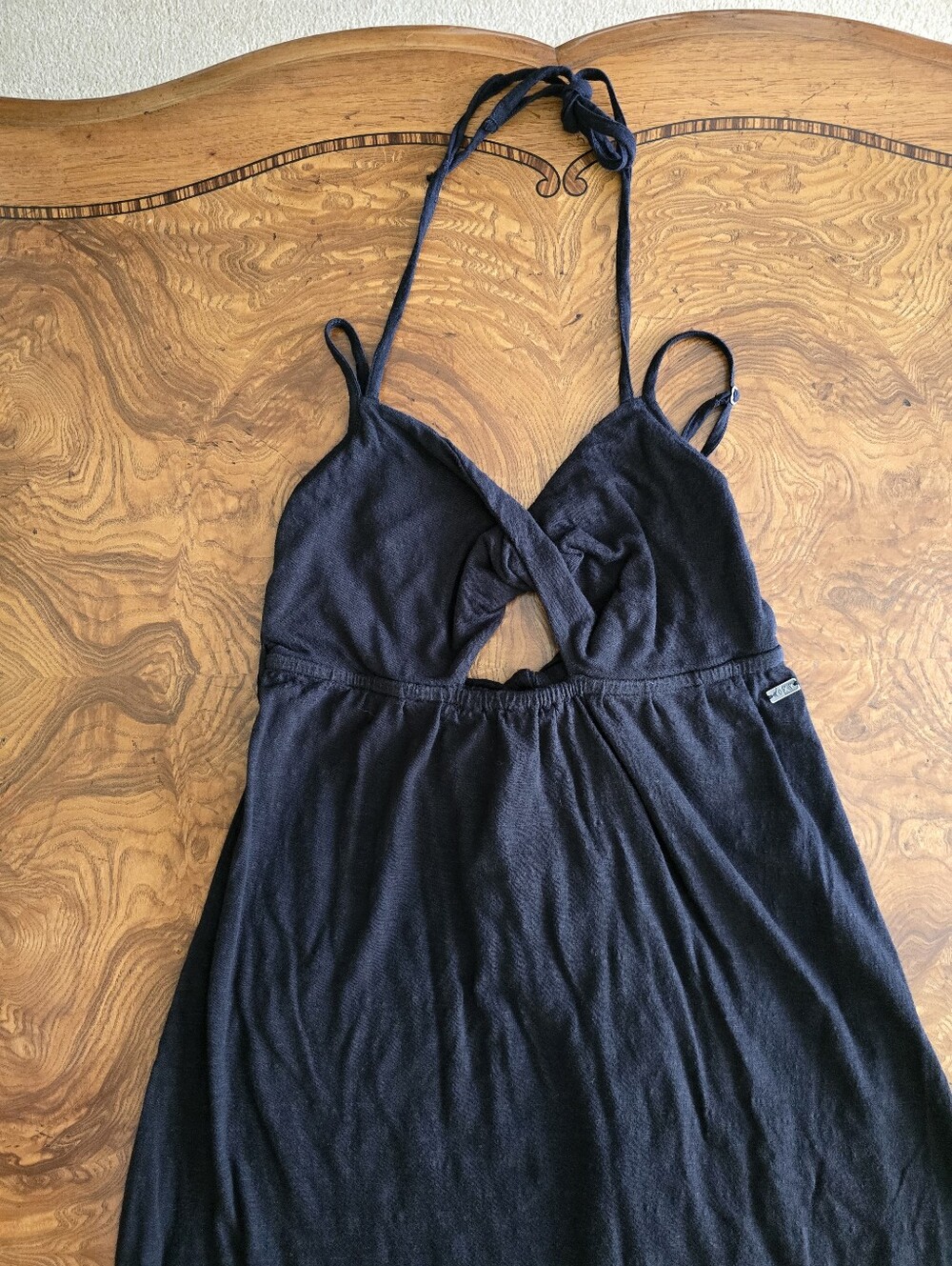 Roxy Black Halter Maxi Dress Womens Size Small, Cotton, Keyhole Bust, Flowy - Picture 2 of 11